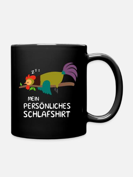 Hahn Schlafanzug Pyjama Schlafshirt Huhn Geschenk - Tasse einfarbig - Schwarz