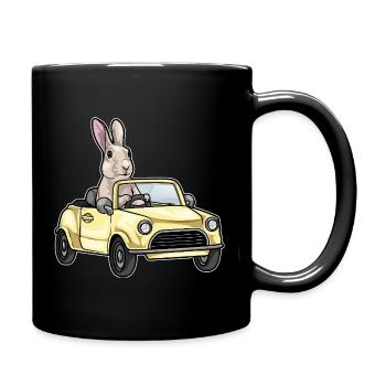 Hase Auto - Tasse einfarbig - Schwarz - Rechts