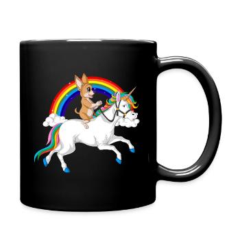 Chihuahua Unicorn Ride - Full Colour Mug - black - Right