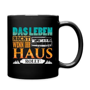 Camper Camping Wohnwagen Spruch - Tasse einfarbig - Schwarz - Rechts
