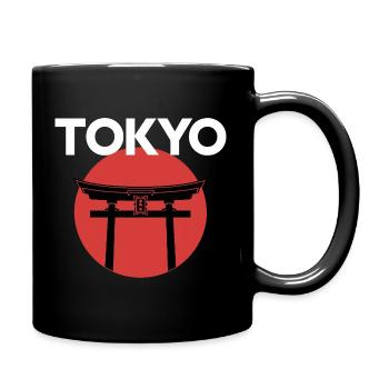 Tokyo torii in front of red sun Japan - Full Colour Mug - black - Right