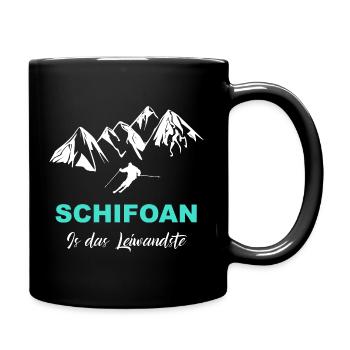 Skifahren is das Leiwandste - Tasse einfarbig - Schwarz - Rechts