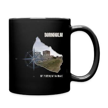 Bornholm Kompass Hammershus Koordinaten - Tasse einfarbig - Schwarz - Rechts