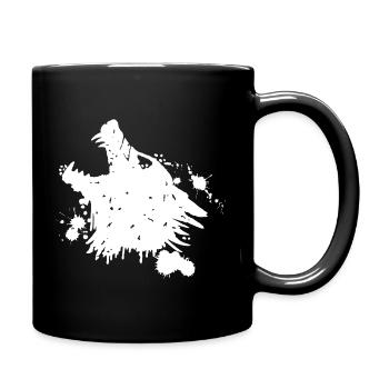 Loup blanc qui hurle - Mug uni - noir - Droite
