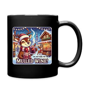 Reindeer with mulled wine - Christmas enjoyment - Full Colour Mug - black - Right