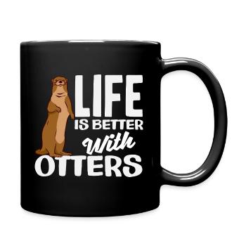 Seeotter Leben Besser - Tasse einfarbig - Schwarz - Rechts
