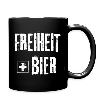 FREEDOM + BEER GRUNGE ROCK GRAFFITI DESIGN - Full Colour Mug - black - Right