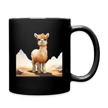 Alpaka im Sonnenlicht - Tasse einfarbig - Schwarz - Rechts