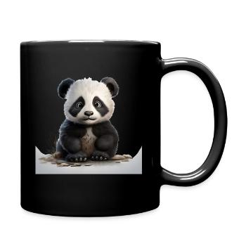 Cuddly panda baby on pebble path - Full Colour Mug - black - Right