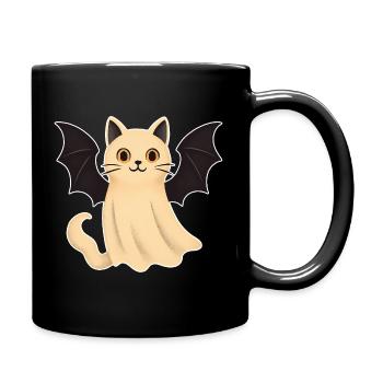 Cuddly cat with bat wings - Full Colour Mug - black - Right