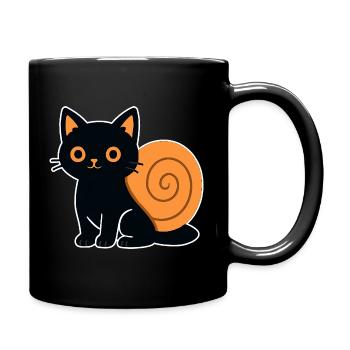 Katzensilhouette in Orange - Tasse einfarbig - Schwarz - Rechts