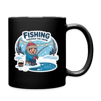 Fishing Through The Snow Eisfischen Winter Angeln - Full Colour Mug - black - Right