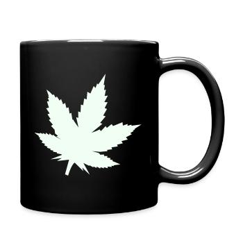 Feuille de Cannabis Silhouette Menthe - Mug uni - noir - Droite