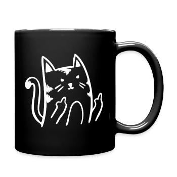 Drôle de chat chat majeur doigt puant - Mug uni - noir - Droite