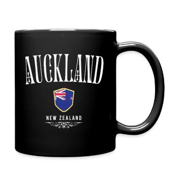 Auckland, Neuseeland, minimalistisches Design - Tasse einfarbig - Schwarz - Rechts