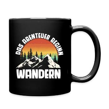 Bergabenteuer Sonnenuntergang Wandern Wanderer  - Tasse einfarbig - Schwarz - Rechts