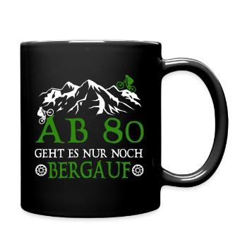 From 80 onwards, it's all uphill Bikers - Full Colour Mug - black - Right