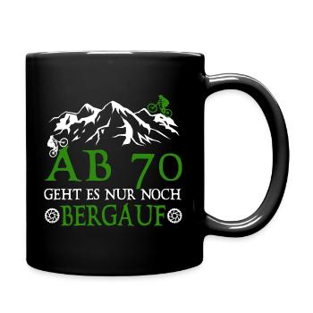 From 70 onwards, it's all uphill Birthday Biker - Full Colour Mug - black - Right