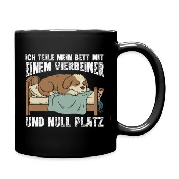 Hund als Bettmitbewohner - Tasse einfarbig - Schwarz - Rechts