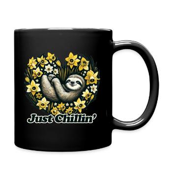 Just Chill Sloth in Daffodil Heart - Full Colour Mug - black - Right