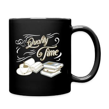 Quality Time Kaffee und Bücher - Tasse einfarbig - Schwarz - Rechts