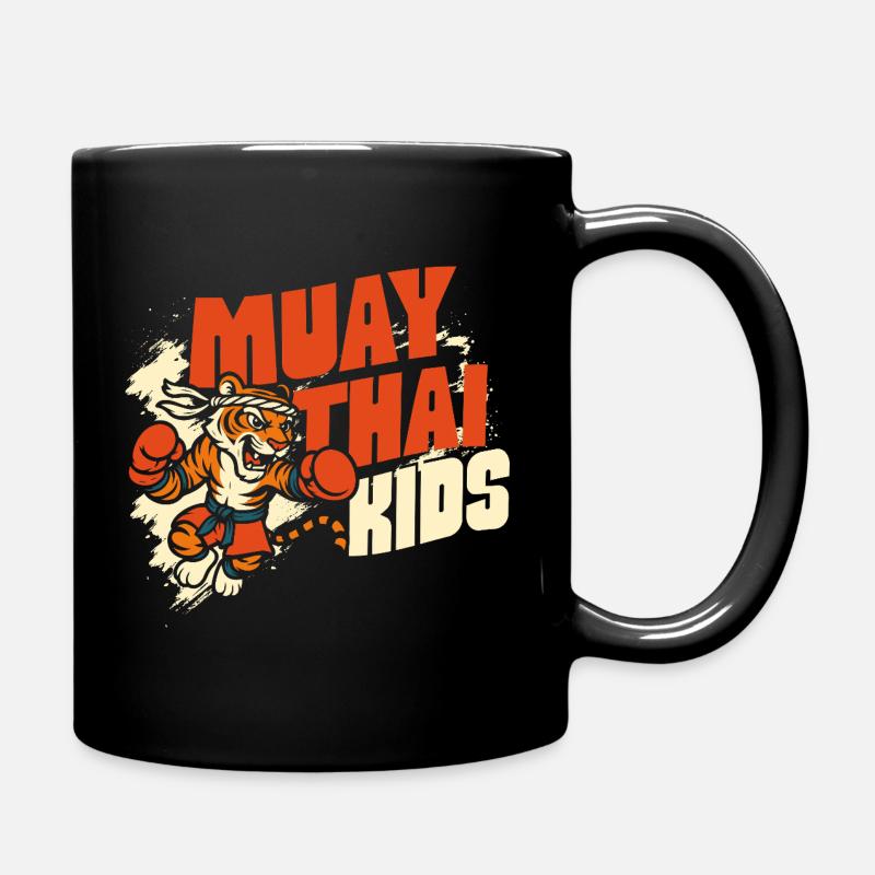 Muay Thai Kids - Funny Tiger in Orange - Full Colour Mug - black