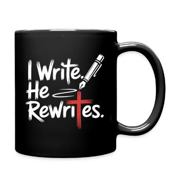 I Write He Rewrites Faith Jesus - Full Colour Mug - black - Right