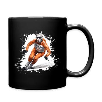 Greyhound Dog Ski Skiing - Full Colour Mug - black - Right
