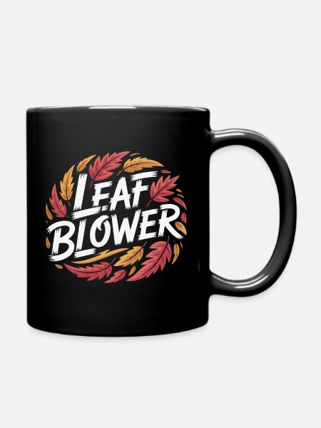 Leaf Blower Autumn Leaves - Full Colour Mug - black