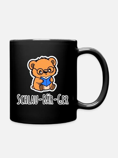 Schlau-Bär-ger ein kleiner Bären Klugscheißer - Tasse einfarbig - Schwarz