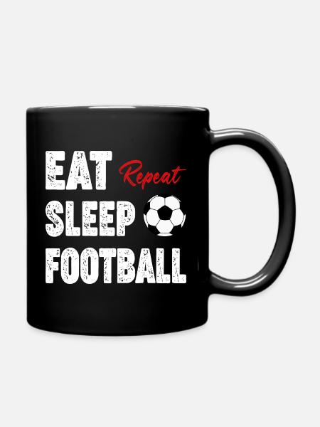 Eat Sleep Football Repeat - Full Colour Mug - black