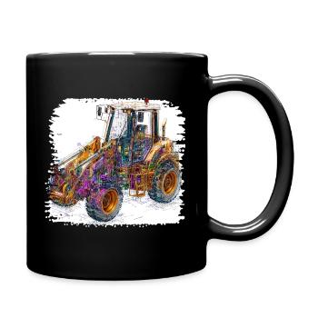 Neon Lines Construction Excavators - Full Colour Mug - black - Right