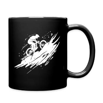 Energischer Mountainbike-Kunst-Radfahrer - Tasse einfarbig - Schwarz - Rechts