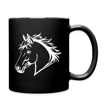 Pferd weiß weißes Pferd Pferdekopf Geschenk - Tasse einfarbig - Schwarz - Rechts