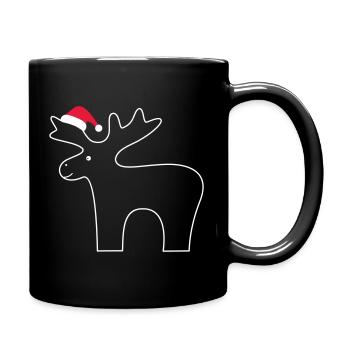 Renne avec chapeau de Père Noël - Mug uni - noir - Droite