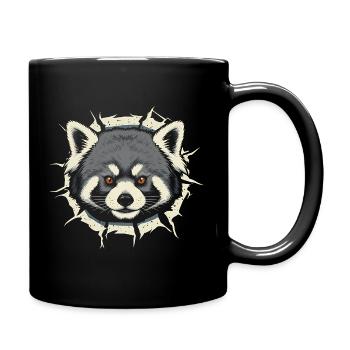 Cute Red Panda Peeking Out Crack - Full Colour Mug - black - Right