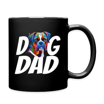 Boxer Hund Papa Buntes Aquarell Design - Tasse einfarbig - Schwarz - Rechts