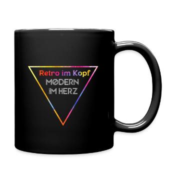 Retro im Kopf, Modern im Herz - Tasse einfarbig - Schwarz - Rechts