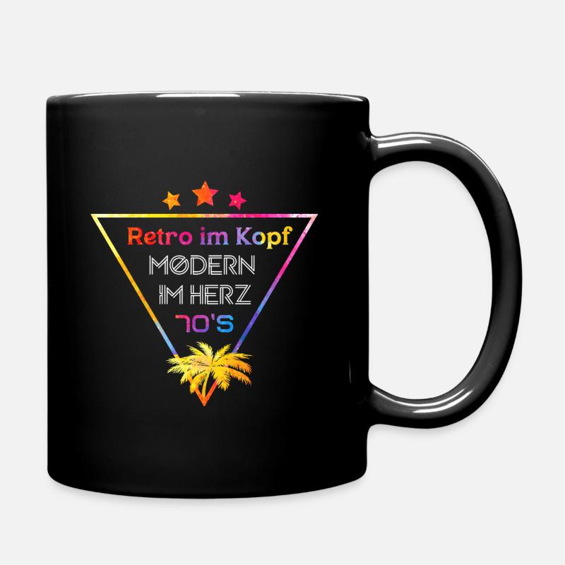 Retro in the head Modern in the heart 70s - Full Colour Mug - black