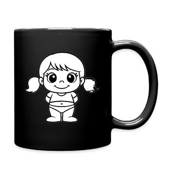 Fillette Poupée Line Art - Mug uni - noir - Droite