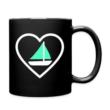 Heart Sailing – Boat Lover Design - Full Colour Mug - black - Right