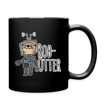 Rob-Otter - Halb Otter halb Roboter Wortwitz! - Tasse einfarbig - Schwarz - Rechts