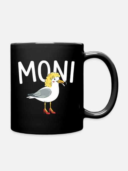 witziges Möwen Design Moni, Moin Persiflage - Tasse einfarbig - Schwarz