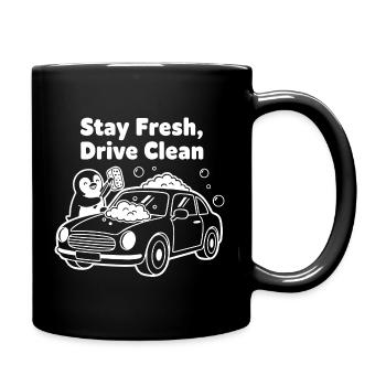 Motif de voiture de lavage fraîche - Mug uni - noir - Droite