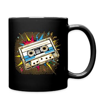 Retro Kassetten  Kasi - Tape - Tasse einfarbig - Schwarz - Rechts