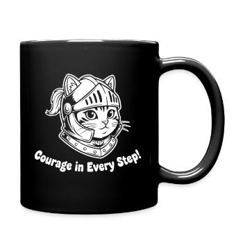 Katzenritter Mut in jedem Schritt - Tasse einfarbig - Schwarz - Rechts