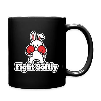 Cuddly Bunny Boxing Fight Design Fight Softly - Full Colour Mug - black - Right
