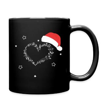 Weihnachten Musik Herz aus Musiknoten & Sternen - Tasse einfarbig - Schwarz - Rechts