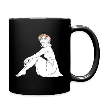 Rose – Line Art Sommermotiv - Tasse einfarbig - Schwarz - Rechts