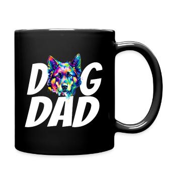 German Shepherd Dog Dad Colorful Watercolor Paint  - Full Colour Mug - black - Right